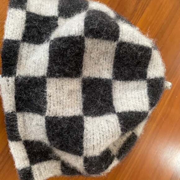 Urban Outfitters Wool oversized Beret Grey Checkered - Picture 5 of 7